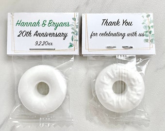 Wedding anniversary favors, personalized anniversary mints, anniversary party favors