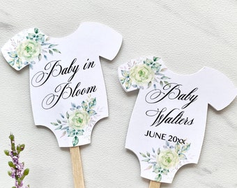 Baby in bloom succulent tags, baby shower tags, personalized labels, succulent sticks  - set of 10