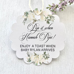 Baby Shower Favor Tags: Pop It When She Pops, Set of 12