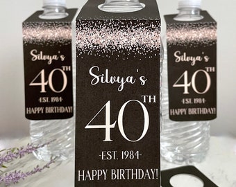 Bottle hanger tags, personalized birthday decor, water bottle tags, printed
