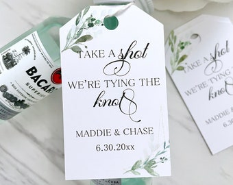 Personalized Wedding Shot Labels: Mini Liquor Bottle Tags (Set of 12)