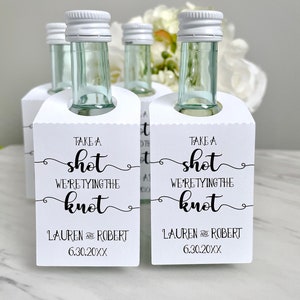 Take a shot bottle tags, wedding labels, engagement party decor, we tied the knot, airplane bottle tags