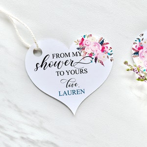 Personalized Shower Favor Tags: Floral Heart Tags, Set of 12