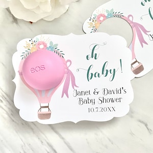 Printed baby shower lip balm tags, ready to use eos balm holder, baby shower decor - set of 12