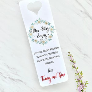 Personalized Wedding Bookmark Favors, Engagement Book Signs - Set of 12