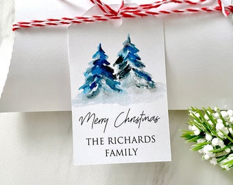 Christmas tags, printed holiday labels, personalized tags for presents - set of 12