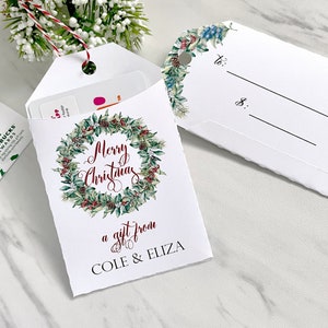 Christmas gift card holder, personalized gift card tags, holiday gift tags - set of 4