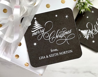 Merry Christmas tags, personalized Christmas labels, gift decoration - 12 tags