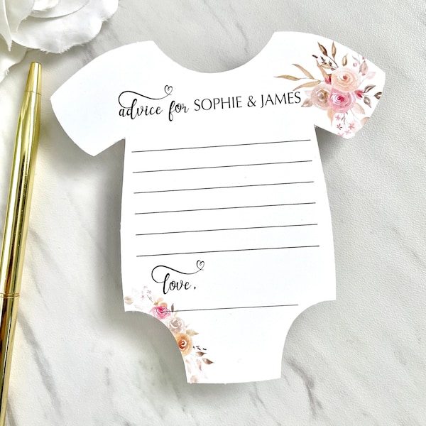 New parents advice cards, personalized baby shower cards - set of 12