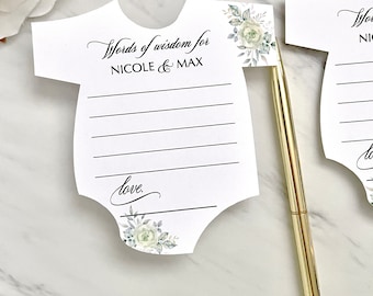 Personalized Baby Shower Advice Cards, Set of 12, Printed Keepsakes