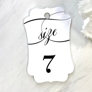 Size tags, flop flop labels, tags for shoes, wedding favor tags - set of 12