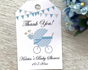 Boy baby shower, baby shower favor tags, baby shower tags, personalized tags, thank you tags, hang tags, baby shower decoration - set of 12