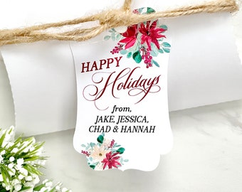 Personalized Christmas tags, holiday labels, printed tags for presents - set of 12