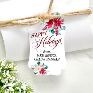 Personalized Christmas tags, holiday labels, printed tags for presents - set of 12