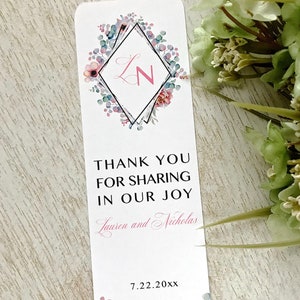 Personalized bookmarks, wedding bookmark favors, bridal shower favors, favors for readers- set of 12
