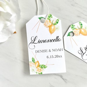Limoncello favor tags, personalized limoncello labels, birthday limoncello