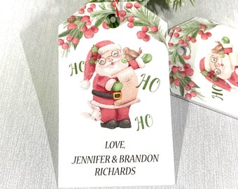 Personalized Christmas tags, Santa labels, tags for presents - set of 12