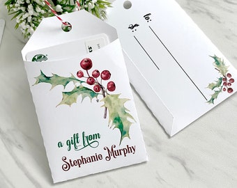 Personalized gift card holder, Christmas gift card tags, holiday tags - set of 4