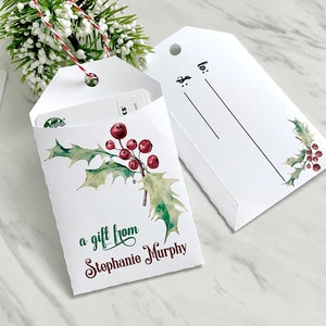 Personalized gift card holder, Christmas gift card tags, holiday tags - set of 4