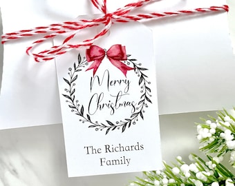 Printed Christmas tags, personalized holiday labels, simple tags for presents - set of 12