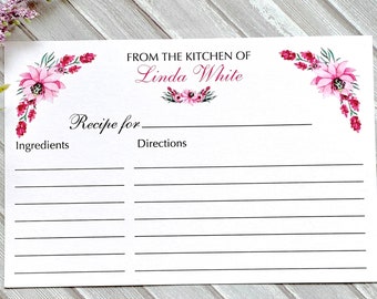 Personalized recipe cards, hostess gift, cards for recipes, printed cards - set of 12