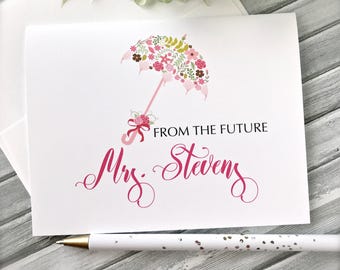 Personalized Bridal Shower Thank You Cards: Set of 5