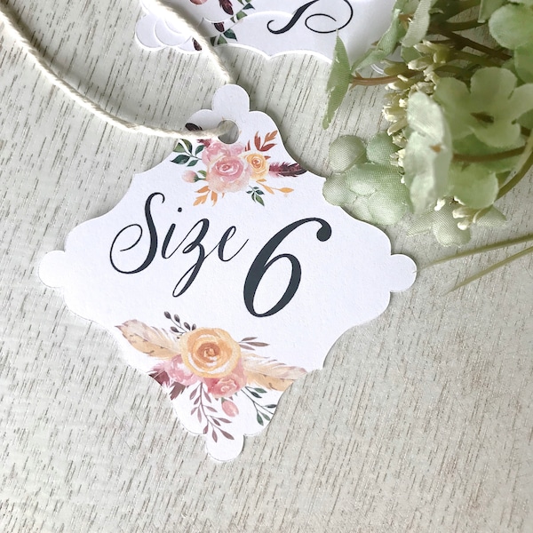 Size tags, flip flop tags, beach wedding, flip flop favors, wedding tags, printed size labels, dancing shoes tags -set of 12