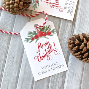 Personalized Christmas tags, gift wrapping, Merry Christmas, Happy Holidays tags, gift labels, gift giving -set of 12