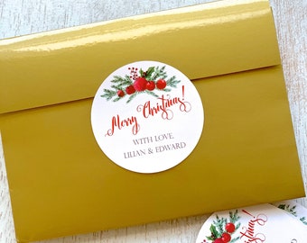 Merry Christmas stickers, christmas gift stickers, labels for presents, Christmas gift labels, christmas envelope seals, personalized labels