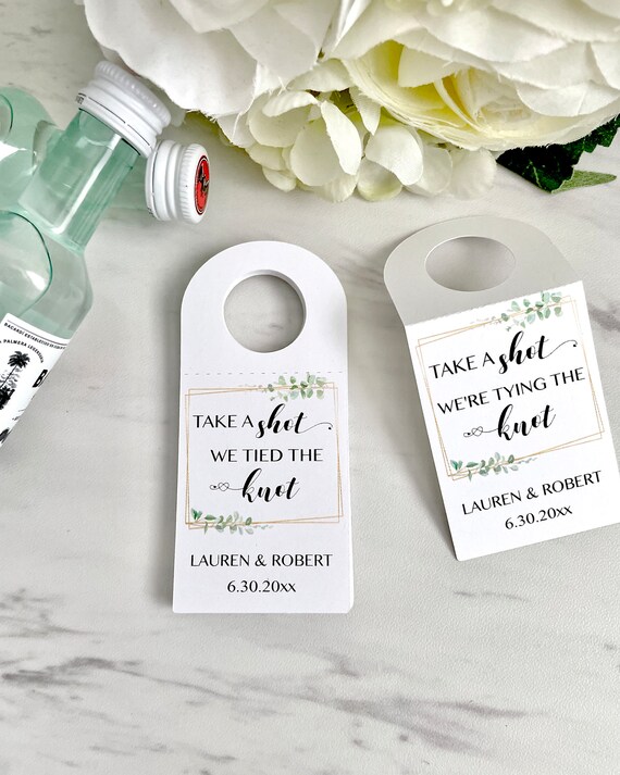 Wedding Shot Bottle Tags Engagement Take a Shot Labels Etsy