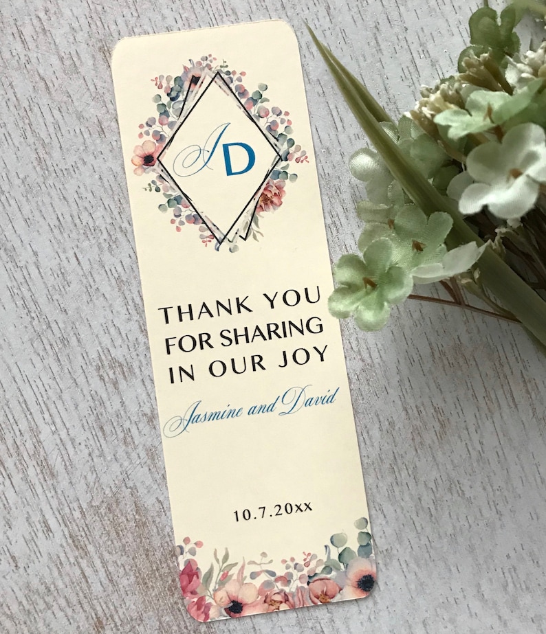 Personalized bookmarks wedding bookmark favors bridal