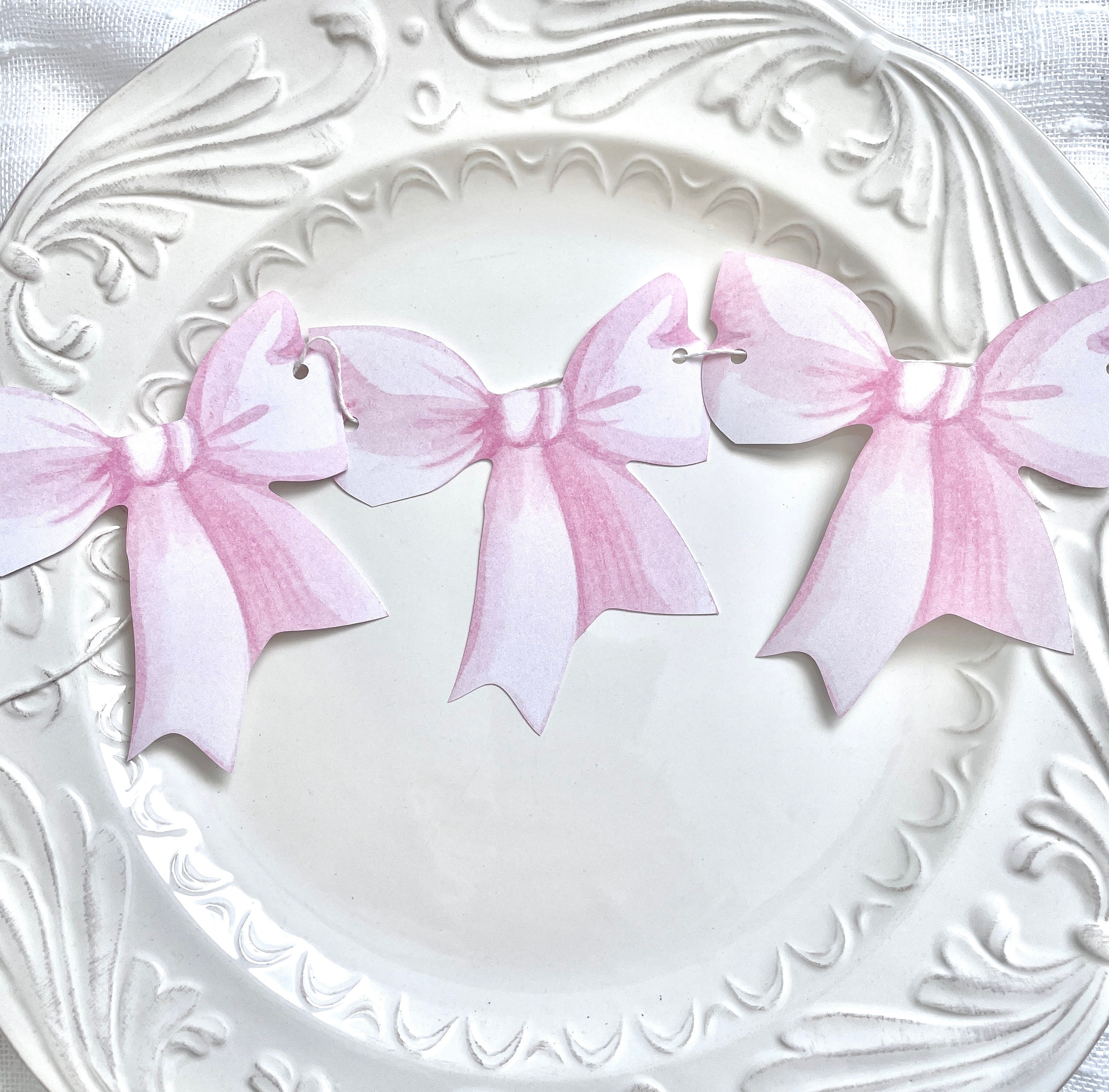 10pcs Pink Bow Party Decorations - Cardboard Cutouts Banners For Birthday, Bridal Shower & Celebrations