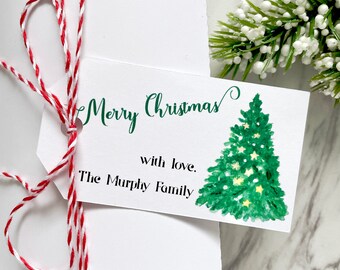 Personalized holiday labels, printed Christmas tags, tags for Christmas gifts - set of 12