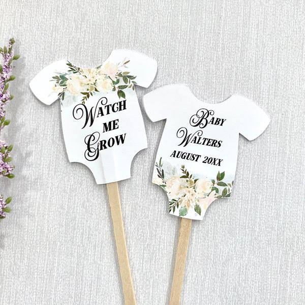 Watch me grow tags, labels for succulent favors, baby shower tags - set of 10