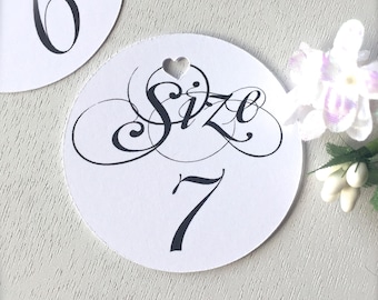 Wedding Flip Flop Size Tags, Beach Wedding Favor Labels (Set of 12)
