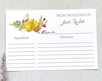 From the kitchen of, personalized recipe cards, hostess gift - set of 12