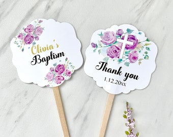 Personalized baptism toppers, christening cupcake picks, first communion decoration - set of 10