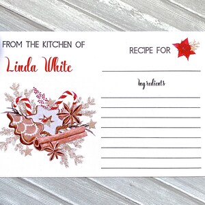 Christmas recipe cards, from the kitchen of, personalized printed cards, hostess gift, holiday present - set of 12