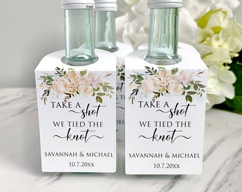 Personalized Wedding Shot Bottle Tags, Mini Liquor Favor Labels, Take a Shot
