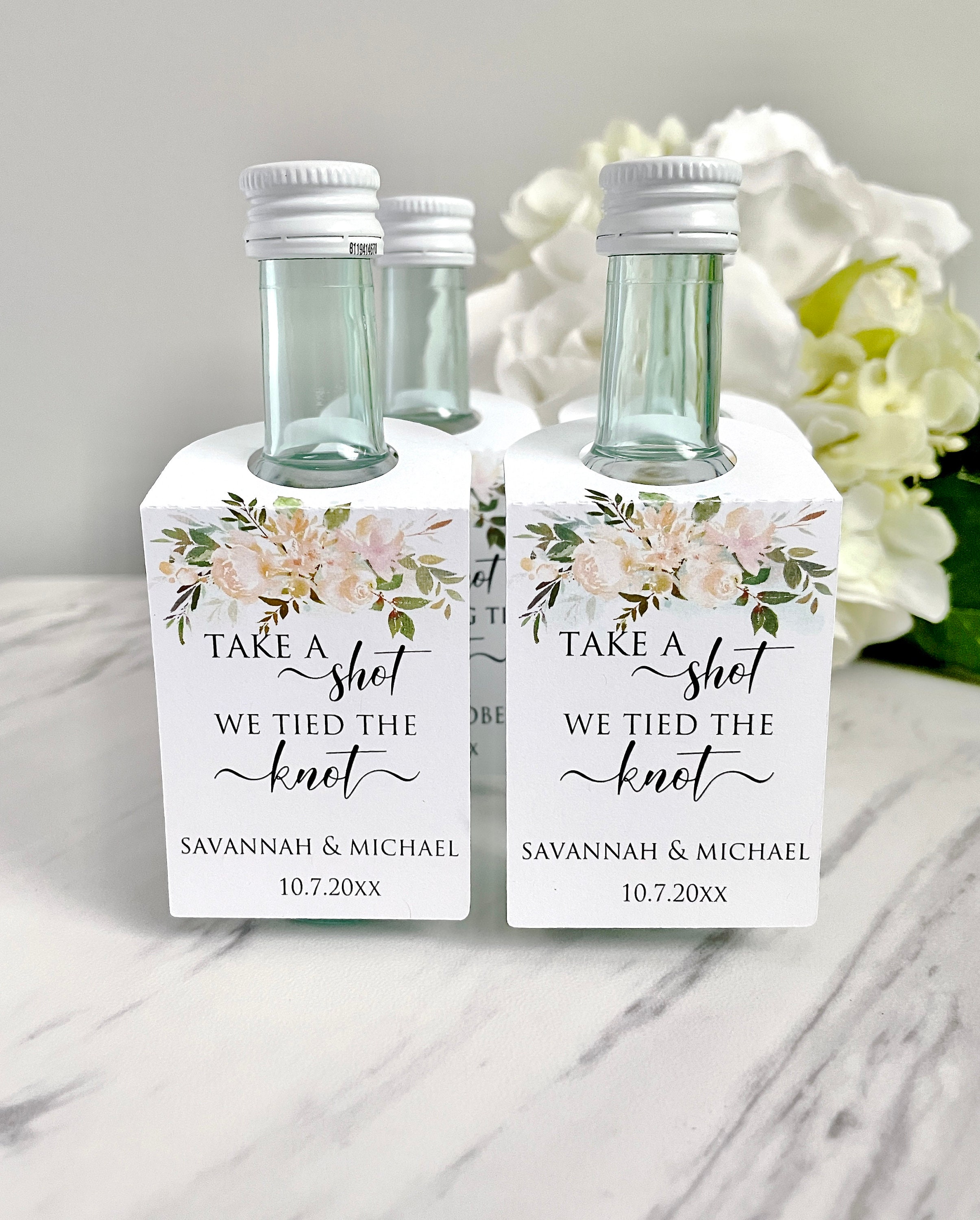 Personalized Wedding Shot Bottle Tags, Mini Liquor Favor Labels, Take a ...