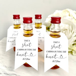 Bridal shower tags, bachelorette party, 50 ml bottle labels, personalized