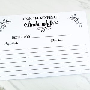 Personalized recipe cards, hostess gift, 4x6 cards for recipes - set of 12