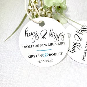 Wedding favor tags, tags for kisses favors, hugs and kisses  - set of 12