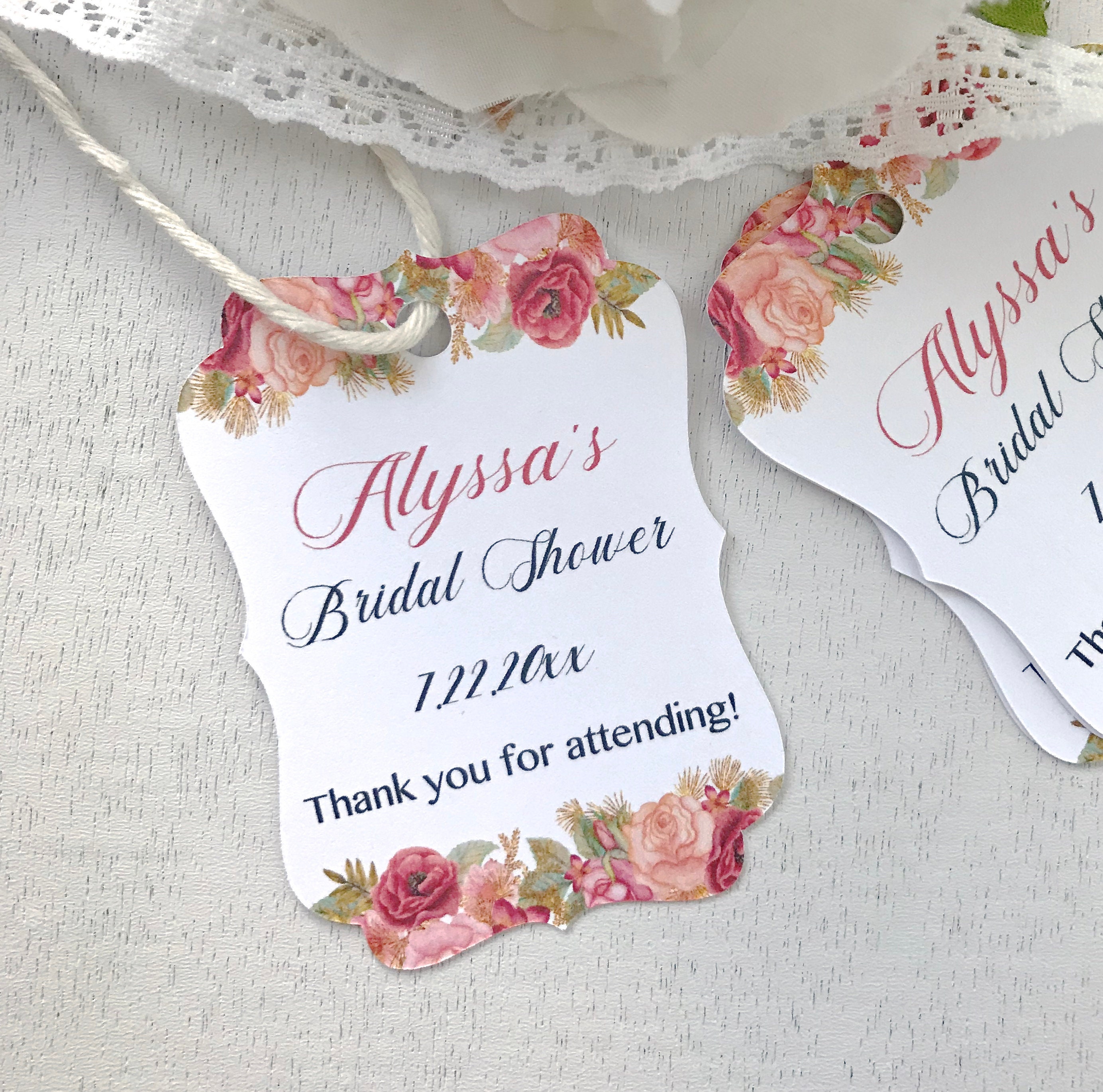 Bridal shower favor tags thank you tags personalized favor Etsy