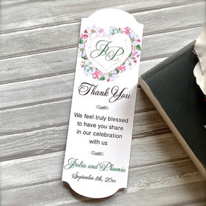 Personalized wedding bookmarks, engagement book signs - set of 12