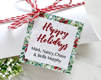 Personalized Christmas Gift Tags, Holiday Labels, Set of 12