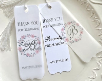 Bridal shower bookmark favors, personalized book sign, literary favors - set of 10