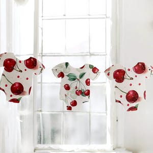 Cherry Baby Shower Banner, Bodysuit Garland, Cherry Theme Decor