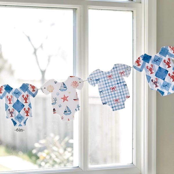 Coastal Baby Shower Banner, Nautical Theme Garland, Sea You Soon, Lobster Decor