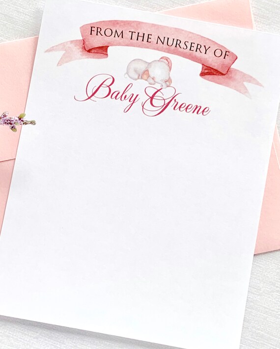 Baby Thank You Cards Girl Shower Gift From The Nursery Of Elephant Set 10